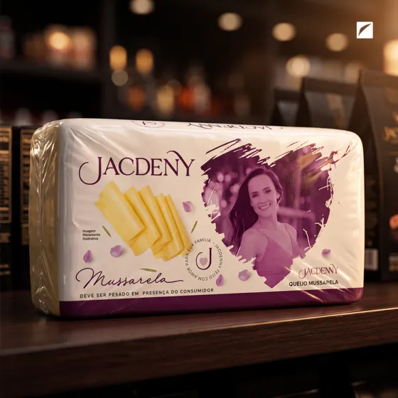 Design de embalagem Jacdeny, queijo mussarela