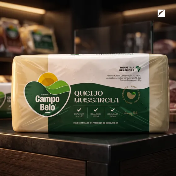 Design de embalagem Campo Belo, queijo mussarela