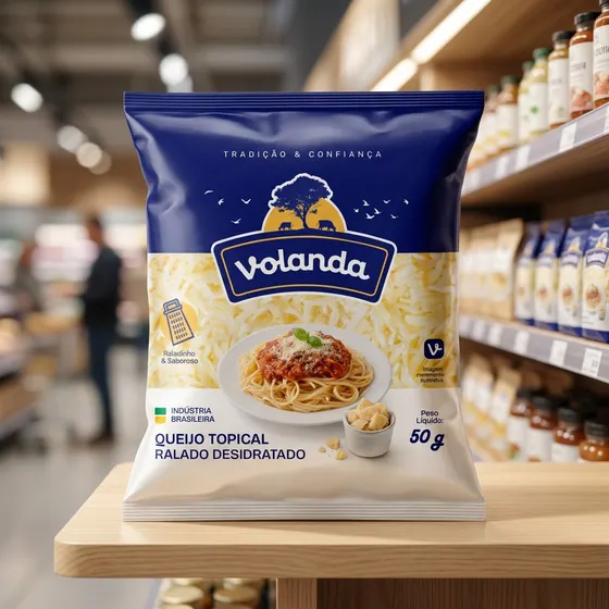 Design de embalagem Volanda, queijo ralado